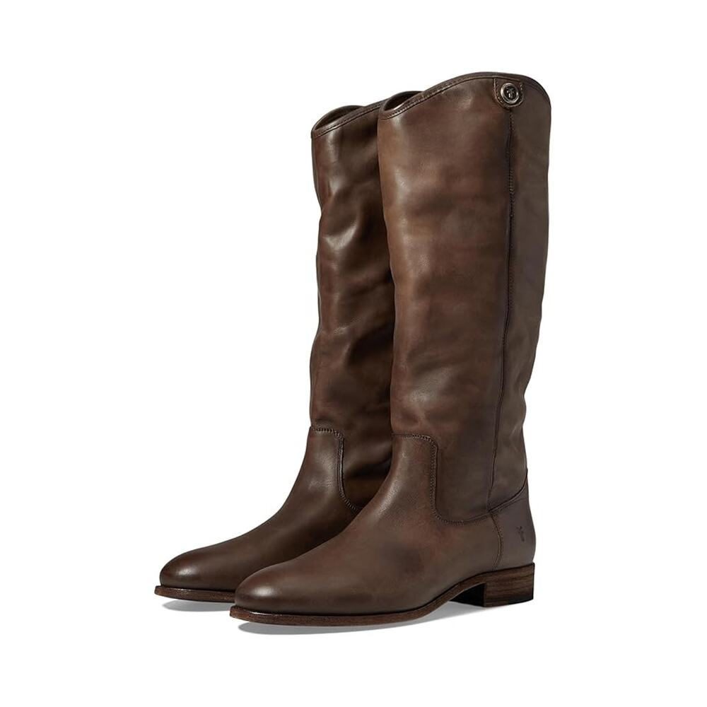 Frye Womens Melissa Button 2 Tall Boots US 6.5 M EU 37 Grey Leather EUC